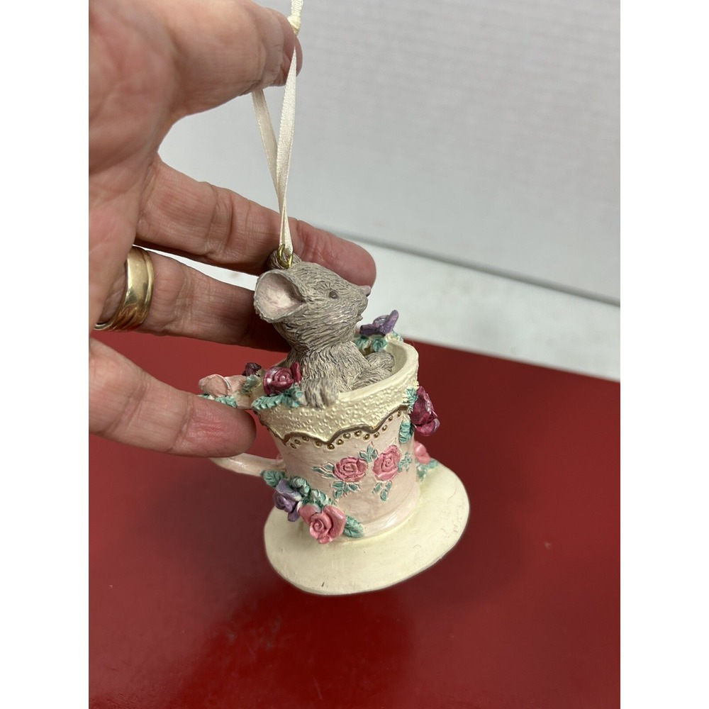 Christmas Mouse In A‎ Teacup Ornament Fire Place Mantelpiece Tree Adorable